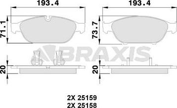 Braxis AA0393 - Гальмівні колодки, дискові гальма autozip.com.ua