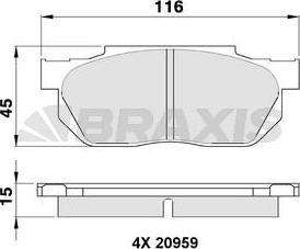 Braxis AA0349 - Гальмівні колодки, дискові гальма autozip.com.ua