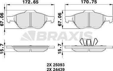 Braxis AA0340 - Гальмівні колодки, дискові гальма autozip.com.ua
