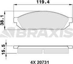 Braxis AA0348 - Гальмівні колодки, дискові гальма autozip.com.ua