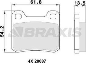 Braxis AA0359 - Гальмівні колодки, дискові гальма autozip.com.ua