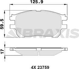 Braxis AA0368 - Гальмівні колодки, дискові гальма autozip.com.ua