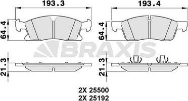 Braxis AA0308 - Гальмівні колодки, дискові гальма autozip.com.ua
