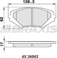 Braxis AA0303 - Гальмівні колодки, дискові гальма autozip.com.ua