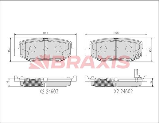 Braxis AA0382 - Гальмівні колодки, дискові гальма autozip.com.ua