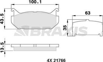 Braxis AA0335 - Гальмівні колодки, дискові гальма autozip.com.ua