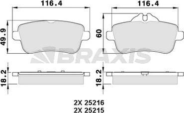 Braxis AA0332 - Гальмівні колодки, дискові гальма autozip.com.ua