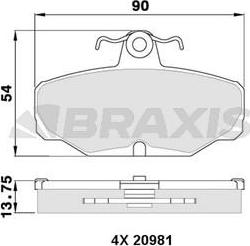 Braxis AA0325 - Гальмівні колодки, дискові гальма autozip.com.ua