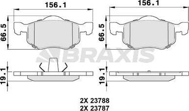 Braxis AA0327 - Гальмівні колодки, дискові гальма autozip.com.ua