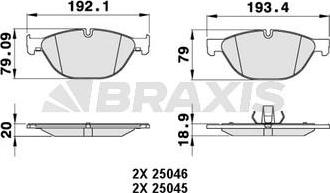 Braxis AA0240 - Гальмівні колодки, дискові гальма autozip.com.ua