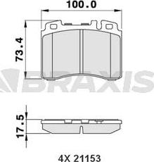 Braxis AA0250 - Гальмівні колодки, дискові гальма autozip.com.ua