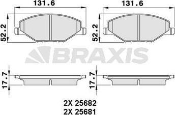 Braxis AA0258 - Гальмівні колодки, дискові гальма autozip.com.ua