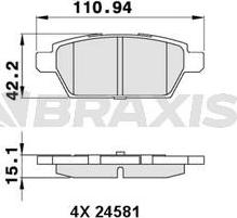 Braxis AA0289 - Гальмівні колодки, дискові гальма autozip.com.ua