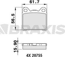 Braxis AA0234 - Гальмівні колодки, дискові гальма autozip.com.ua