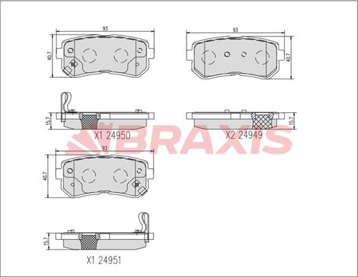 Braxis AA0753 - Гальмівні колодки, дискові гальма autozip.com.ua