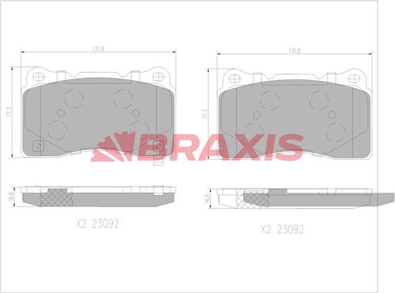 Braxis AA0762 - Гальмівні колодки, дискові гальма autozip.com.ua