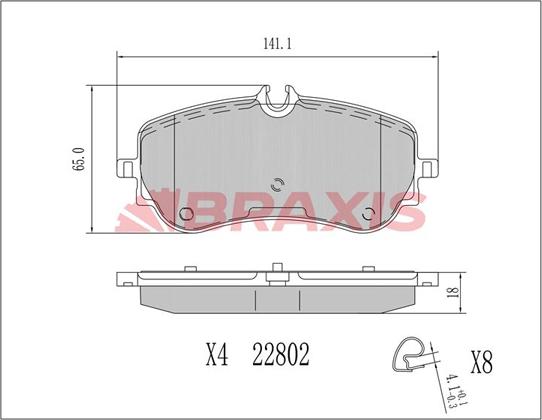 Braxis AA0703 - Гальмівні колодки, дискові гальма autozip.com.ua