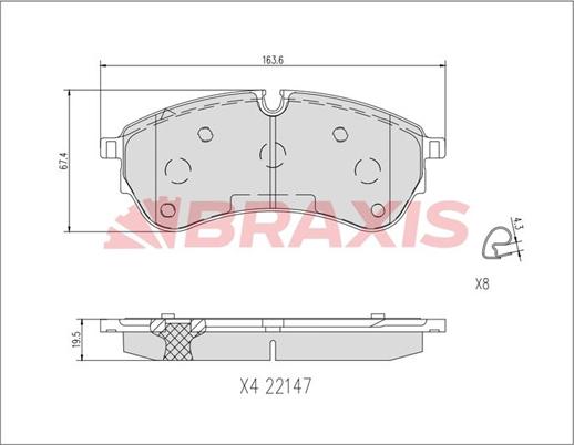 Braxis AA0719 - Гальмівні колодки, дискові гальма autozip.com.ua