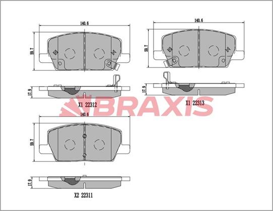 Braxis AA0715 - Гальмівні колодки, дискові гальма autozip.com.ua