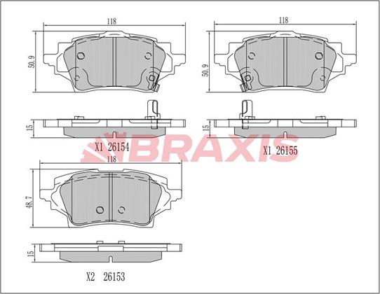 Braxis AA0786 - Гальмівні колодки, дискові гальма autozip.com.ua