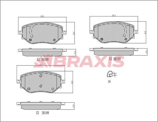 Braxis AA0787 - Гальмівні колодки, дискові гальма autozip.com.ua