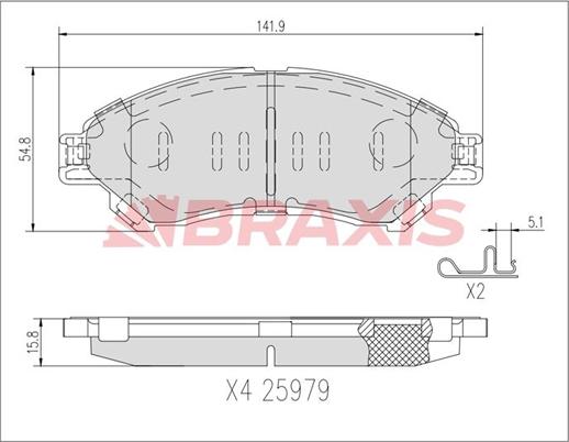 Braxis AA0735 - Гальмівні колодки, дискові гальма autozip.com.ua