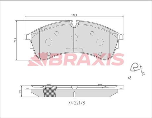 Braxis AA0720 - Гальмівні колодки, дискові гальма autozip.com.ua