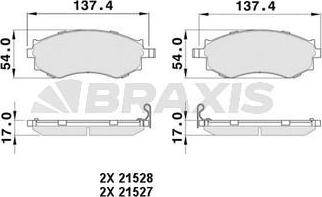 Braxis AB0496 - Гальмівні колодки, дискові гальма autozip.com.ua