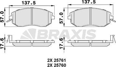 Braxis AB0491 - Гальмівні колодки, дискові гальма autozip.com.ua