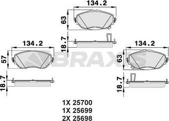 Braxis AB0493 - Гальмівні колодки, дискові гальма autozip.com.ua