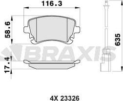Braxis AB0448 - Гальмівні колодки, дискові гальма autozip.com.ua