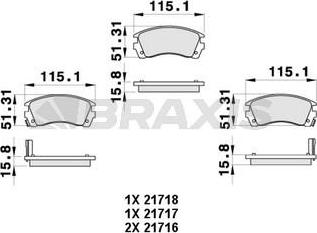 Braxis AB0457 - Гальмівні колодки, дискові гальма autozip.com.ua