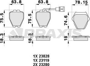 Braxis AB0462 - Гальмівні колодки, дискові гальма autozip.com.ua
