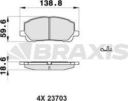 Braxis AB0408 - Гальмівні колодки, дискові гальма autozip.com.ua