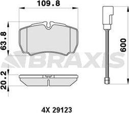 Braxis AB0411 - Гальмівні колодки, дискові гальма autozip.com.ua