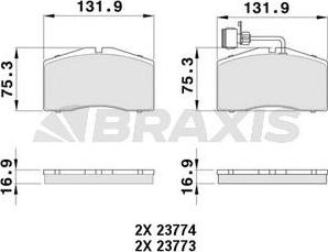 Braxis AB0480 - Гальмівні колодки, дискові гальма autozip.com.ua