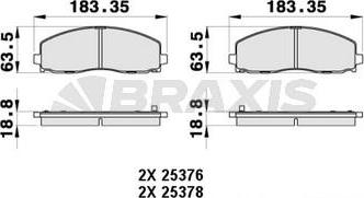 Braxis AB0426 - Гальмівні колодки, дискові гальма autozip.com.ua