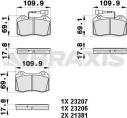 Braxis AB0428 - Гальмівні колодки, дискові гальма autozip.com.ua