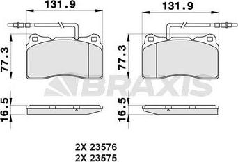 Braxis AB0472 - Гальмівні колодки, дискові гальма autozip.com.ua