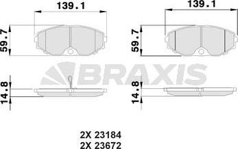 Braxis AB0509 - Гальмівні колодки, дискові гальма autozip.com.ua