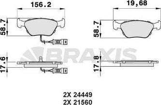 Braxis AB0518 - Гальмівні колодки, дискові гальма autozip.com.ua