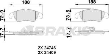 Braxis AB0539 - Гальмівні колодки, дискові гальма autozip.com.ua