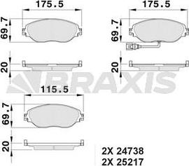 Braxis AB0528 - Гальмівні колодки, дискові гальма autozip.com.ua