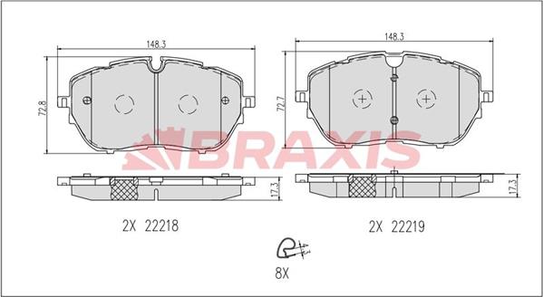 Braxis AB0640 - Гальмівні колодки, дискові гальма autozip.com.ua