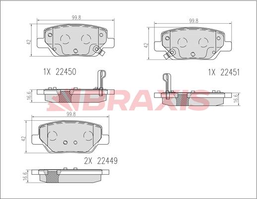 Braxis AB0609 - Гальмівні колодки, дискові гальма autozip.com.ua