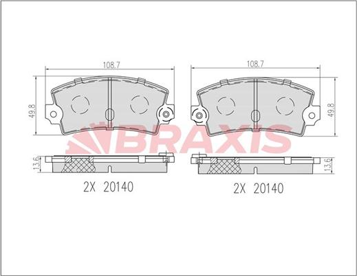 Braxis AB0600 - Гальмівні колодки, дискові гальма autozip.com.ua