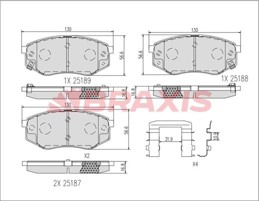 Braxis AB0619 - Гальмівні колодки, дискові гальма autozip.com.ua