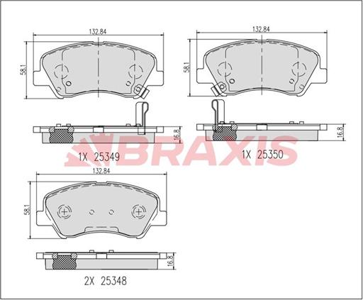 Braxis AB0639 - Гальмівні колодки, дискові гальма autozip.com.ua