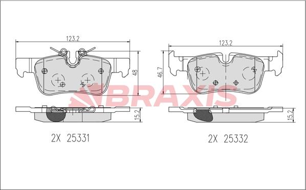 Braxis AB0636 - Гальмівні колодки, дискові гальма autozip.com.ua