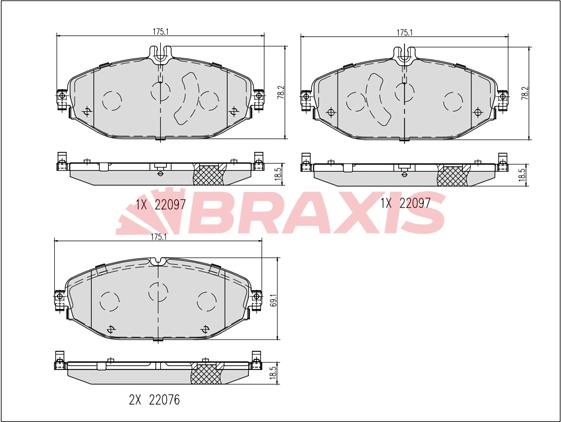 Braxis AB0638 - Гальмівні колодки, дискові гальма autozip.com.ua
